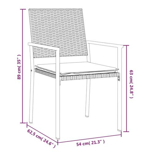 Havestole med hynder 6 stk. 54x62,5x89 cm polyrattan sort
