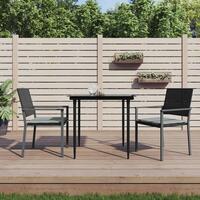 Havestole med hynder 2 stk. 54x62,5x89 cm polyrattan sort