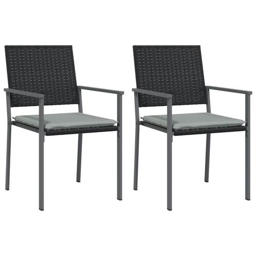 Havestole med hynder 2 stk. 54x62,5x89 cm polyrattan sort