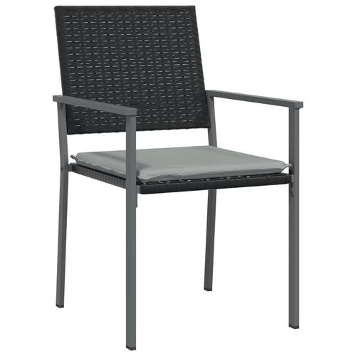 Havestole med hynder 2 stk. 54x62,5x89 cm polyrattan sort