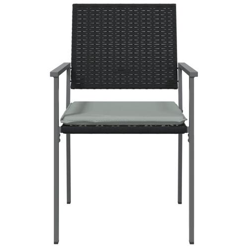 Havestole med hynder 2 stk. 54x62,5x89 cm polyrattan sort