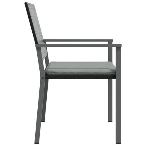 Havestole med hynder 2 stk. 54x62,5x89 cm polyrattan sort