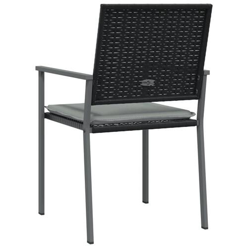 Havestole med hynder 2 stk. 54x62,5x89 cm polyrattan sort