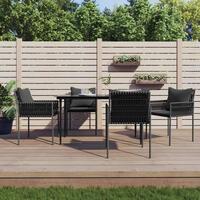 Havestole med hynder 4 stk. 54x61x83 cm polyrattan sort