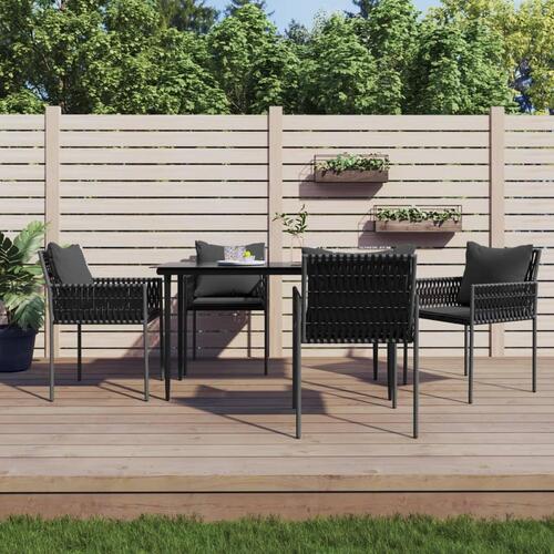 Havestole med hynder 4 stk. 54x61x83 cm polyrattan sort
