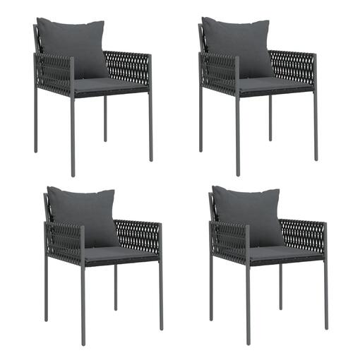 Havestole med hynder 4 stk. 54x61x83 cm polyrattan sort