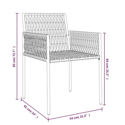 Havestole med hynder 4 stk. 54x61x83 cm polyrattan sort