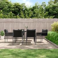 Havestole med hynder 6 stk. 54x61x83 cm polyrattan sort