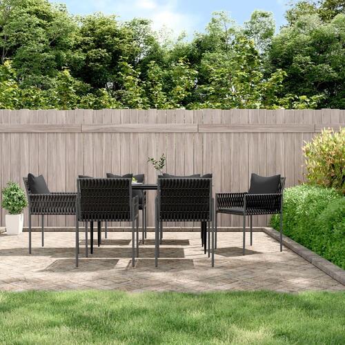 Havestole med hynder 6 stk. 54x61x83 cm polyrattan sort