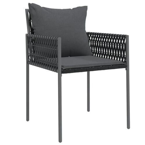 Havestole med hynder 6 stk. 54x61x83 cm polyrattan sort