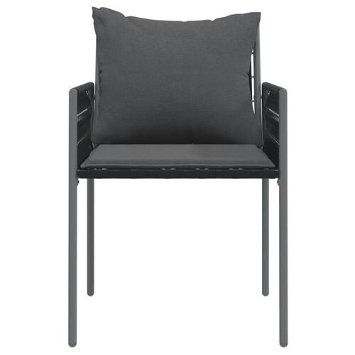 Havestole med hynder 6 stk. 54x61x83 cm polyrattan sort