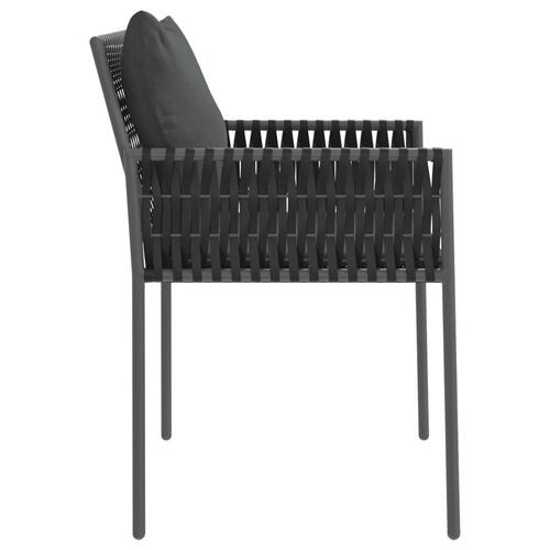 Havestole med hynder 6 stk. 54x61x83 cm polyrattan sort