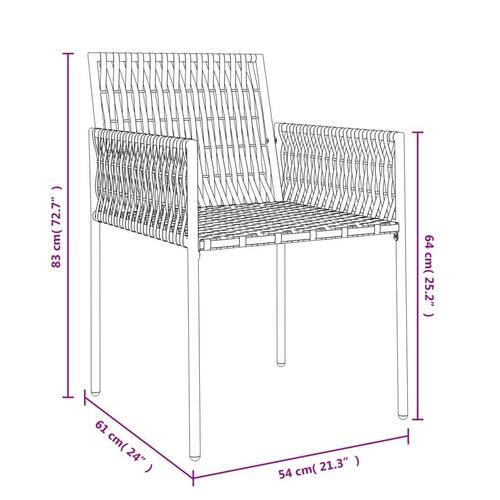 Havestole med hynder 6 stk. 54x61x83 cm polyrattan sort