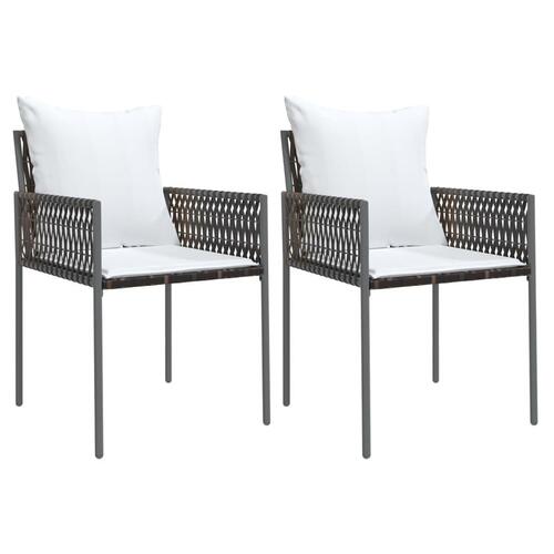 Havestole med hynder 2 stk. 46x61x83 cm polyrattan brun