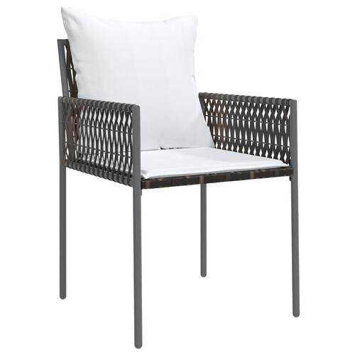 Havestole med hynder 2 stk. 46x61x83 cm polyrattan brun