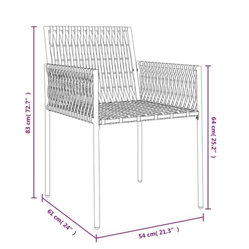 Havestole med hynder 2 stk. 46x61x83 cm polyrattan brun