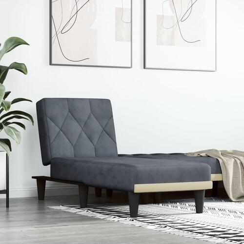 Chaiselong velour mørkegrå