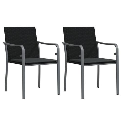 Spisebordssæt til haven 3 dele med hynder polyrattan og stål