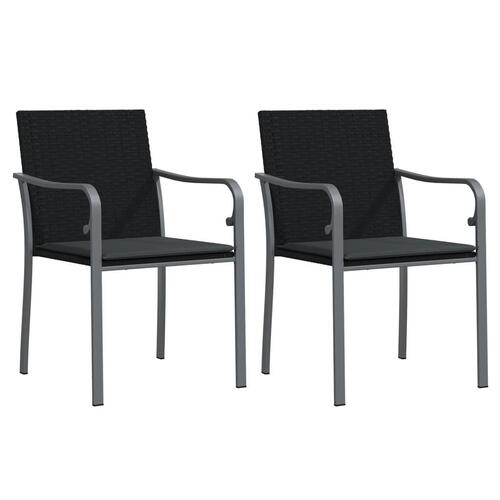 Spisebordssæt til haven 3 dele med hynder polyrattan og stål