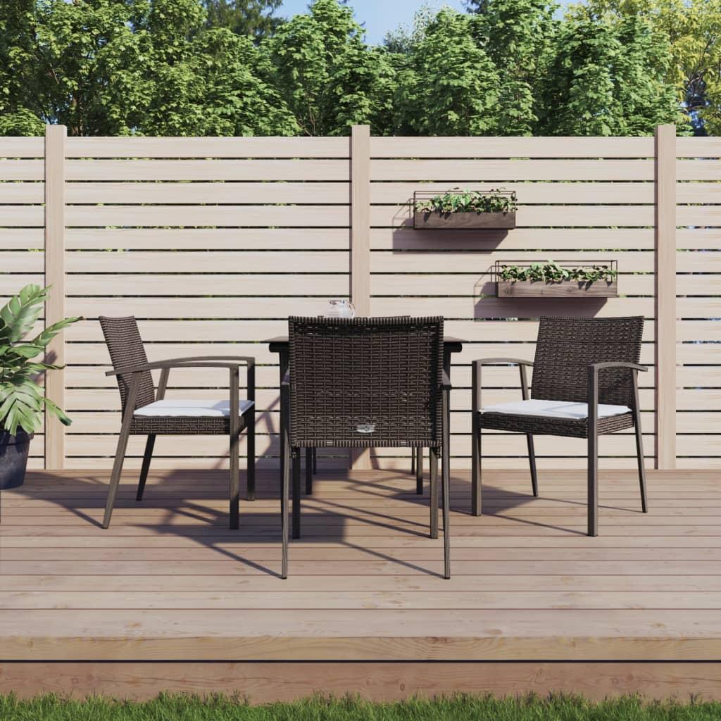 Spisebordssæt til haven 5 dele med hynder polyrattan og stål