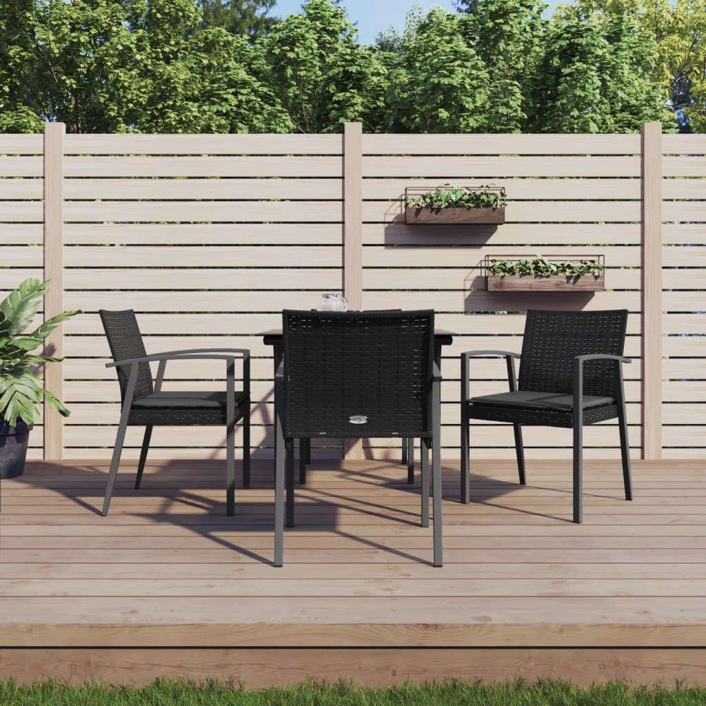 Spisebordssæt til haven 5 dele med hynder polyrattan og stål