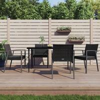 Spisebordssæt til haven 7 dele med hynder polyrattan og stål