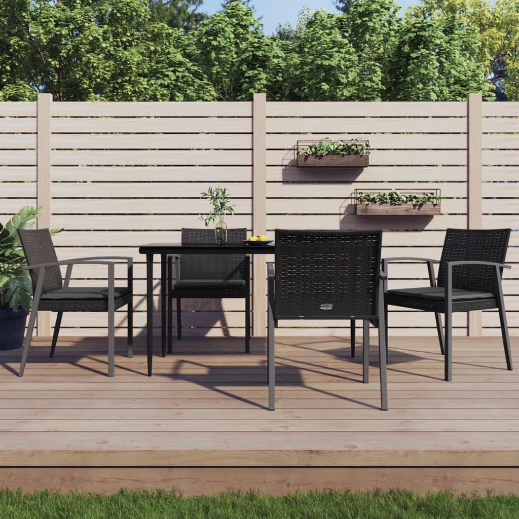 Spisebordssæt til haven 7 dele med hynder polyrattan og stål