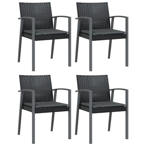 Spisebordssæt til haven 5 dele med hynder polyrattan og stål