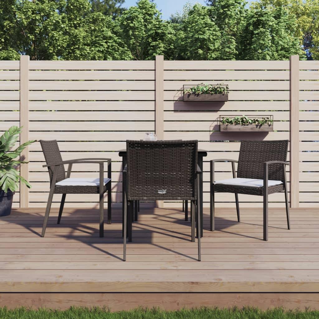 Spisebordssæt til haven 5 dele med hynder polyrattan og stål