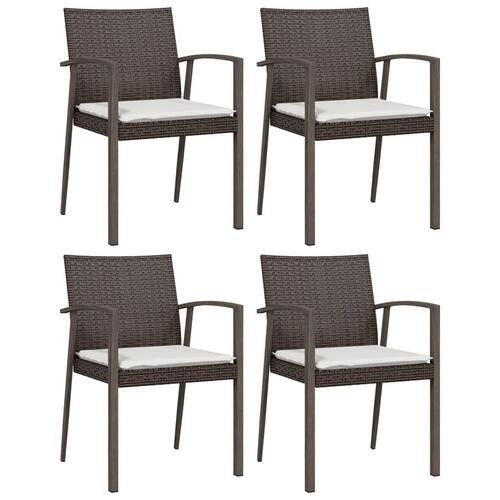 Spisebordssæt til haven 5 dele med hynder polyrattan og stål