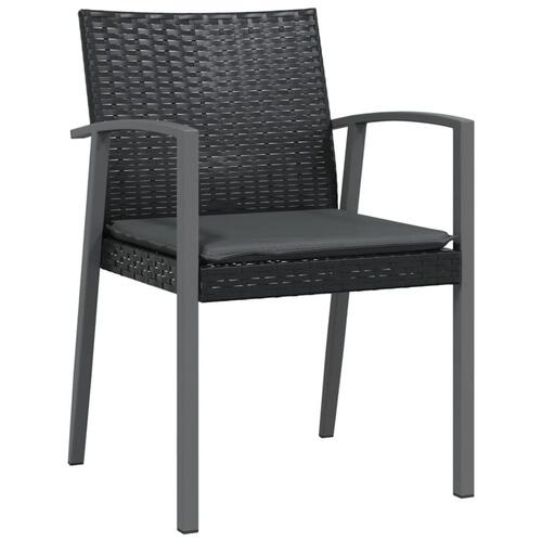 Spisebordssæt til haven 3 dele med hynder polyrattan og stål