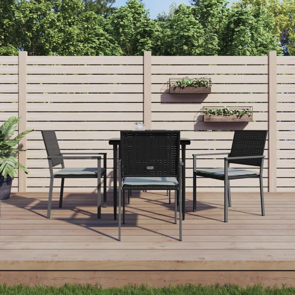 Spisebordssæt til haven 5 dele med hynder polyrattan og stål