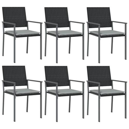 Spisebordssæt til haven 7 dele med hynder polyrattan og stål