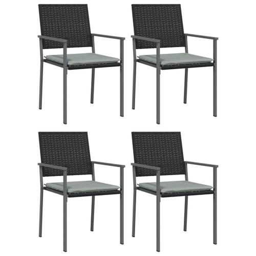 Spisebordssæt til haven 5 dele med hynder polyrattan og stål