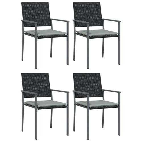 Spisebordssæt til haven 5 dele med hynder polyrattan og stål