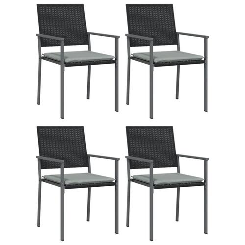 Spisebordssæt til haven 5 dele med hynder polyrattan og stål