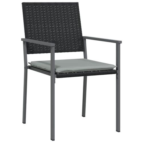 Spisebordssæt til haven 5 dele med hynder polyrattan og stål
