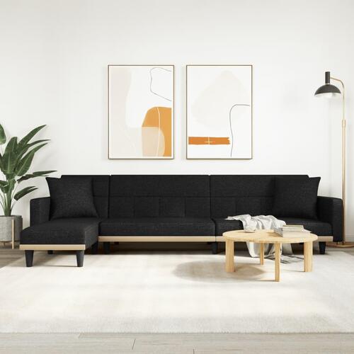 Sovesofa med chaiselong 275x140x70 cm stof sort