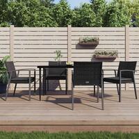 Havestole med hynder 4 stk. 56,5x57x83 cm polyrattan sort