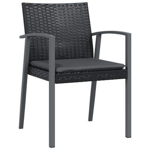 Havestole med hynder 4 stk. 56,5x57x83 cm polyrattan sort