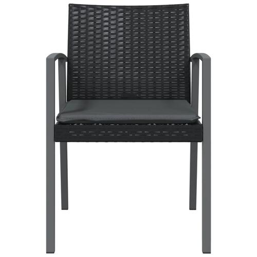 Havestole med hynder 4 stk. 56,5x57x83 cm polyrattan sort