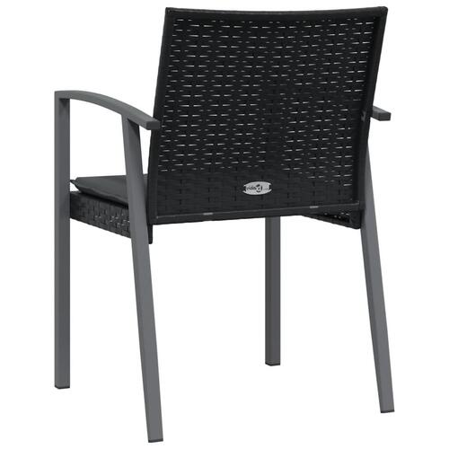 Havestole med hynder 4 stk. 56,5x57x83 cm polyrattan sort