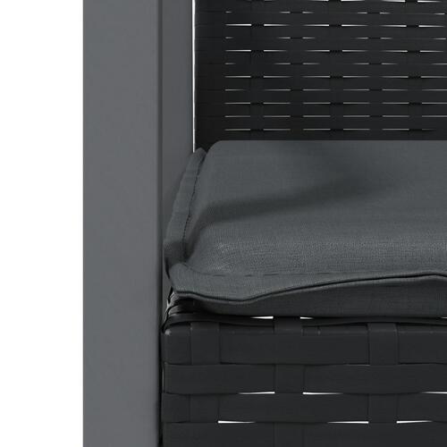 Havestole med hynder 4 stk. 56,5x57x83 cm polyrattan sort
