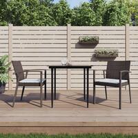 Havestole med hynder 2 stk. 56,5x57x83 cm polyrattan brun