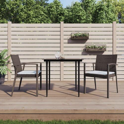 Havestole med hynder 2 stk. 56,5x57x83 cm polyrattan brun