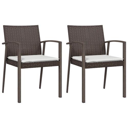 Havestole med hynder 2 stk. 56,5x57x83 cm polyrattan brun