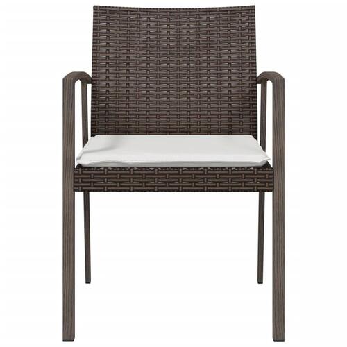 Havestole med hynder 2 stk. 56,5x57x83 cm polyrattan brun
