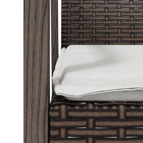 Havestole med hynder 2 stk. 56,5x57x83 cm polyrattan brun