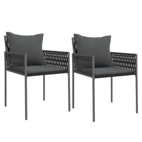 Havestole med hynder 2 stk. 54x61x83 cm polyrattan sort