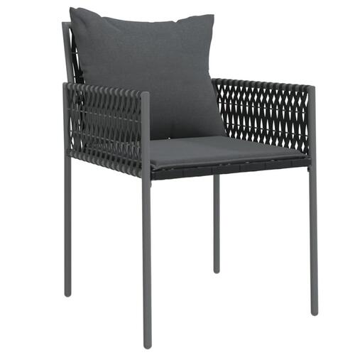 Havestole med hynder 2 stk. 54x61x83 cm polyrattan sort